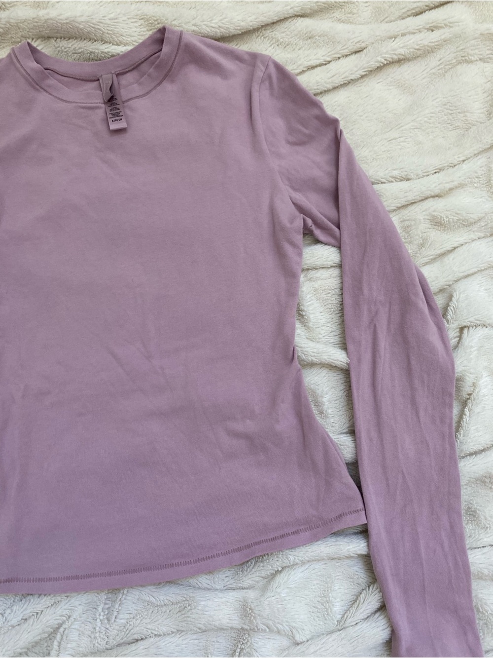 Skims stretch long sleeve cotton jersey crewneck shirt Dusk pink Sz S - Picture 5 of 6